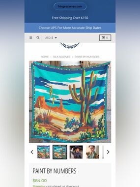 New Fringe Studio 100% Silk Scarf in the Blue Paint By Numbers Pattern